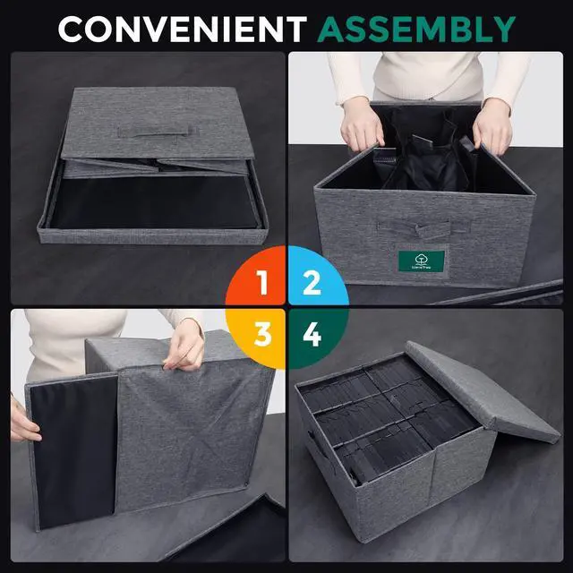 Alt view image 5 of 5 - T WaveTree VHS Storage Box with Lid Pack of 3, Practical VHS Storage Case with Index Labels, 14.4 x 13.4 x 8.2 Inches VHS Holder Storage Containers to Store up to 126 VHS Tapes- Gray