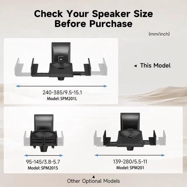 Alt view image 3 of 5 - suptek Large Dual Side Clamping Bookshelf Speaker Wall Mounting Bracket for Large Surrounding Sound Speakers, Hold up to 55lbs Black SPM201LB