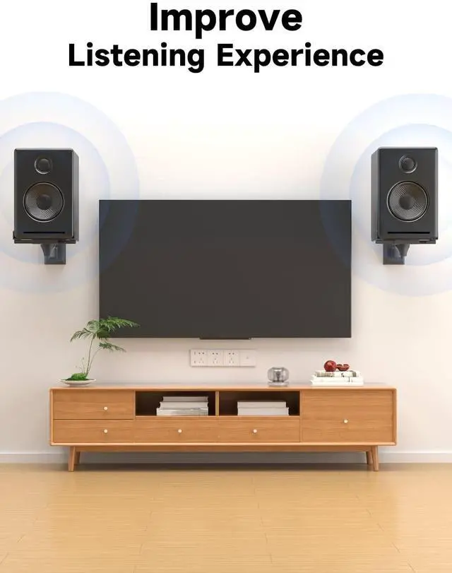 Alt view image 4 of 5 - suptek Large Dual Side Clamping Bookshelf Speaker Wall Mounting Bracket for Large Surrounding Sound Speakers, Hold up to 55lbs Black SPM201LB