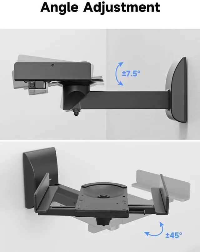 Alt view image 5 of 5 - suptek Large Dual Side Clamping Bookshelf Speaker Wall Mounting Bracket for Large Surrounding Sound Speakers, Hold up to 55lbs Black SPM201LB