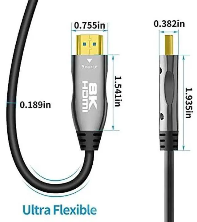 Alt view image 5 of 5 - 8K Fiber HDMI Cable 30ft, DELONG HDMI 2.1 Fiber Optic Cable Support 8K@60Hz, 4K@120Hz, 48Gbps, eARC Compatible with PS5, Xbox,RTX 3080 3090, Roku,8K TV Black