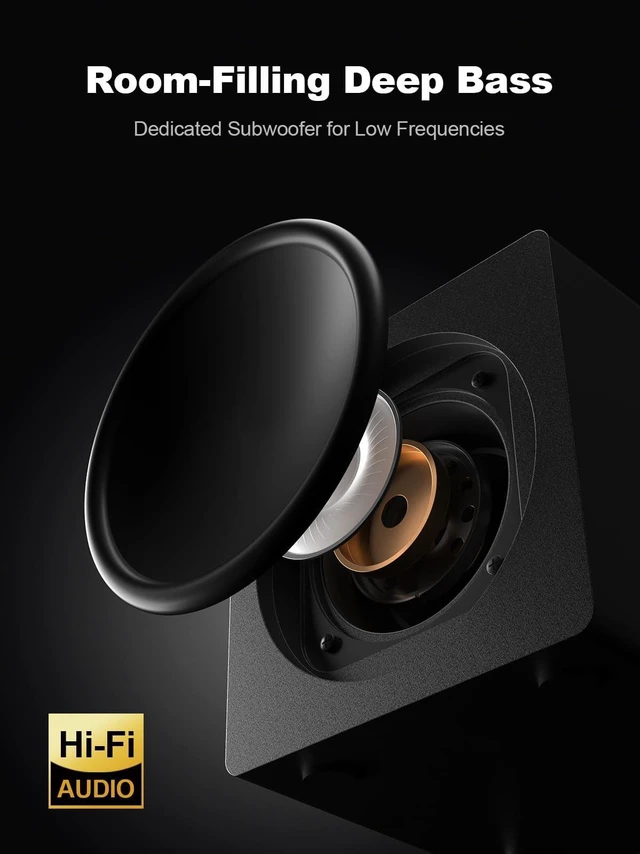 Alt view image 3 of 5 - Bluedee Computer Speakers with Subwoofer, 2.1 PC Speakers, 80W Peak Power