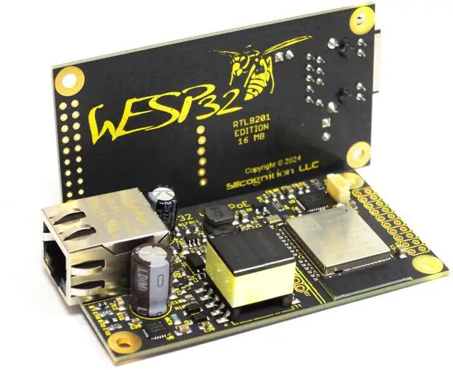 Main image of Silicognition wESP32 - ESP32 with Isolated Ethernet and 13W IEEE 802.3at PoE, 16MB Flash, MicroPython, Arduino, ESP-IDF Compatible