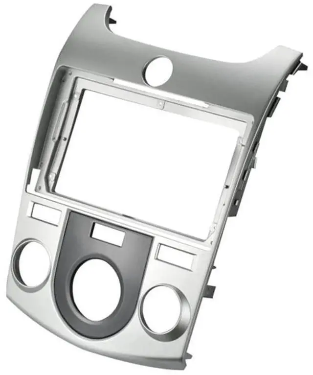 Alt view image 4 of 4 - 9'' Car Radio Stereo Fascia Frame Panel Trim with Power Harness Loom for 2008-2013 KIA Forte(MT) Cerato 2 Manual AC Dash Mount (Silver)