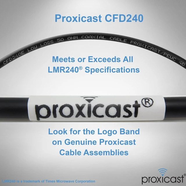 Alt view image 4 of 5 - Proxicast 20 ft SMA Male to SMA Female 50 Ohm Low-Loss CFD240 Coax Cable