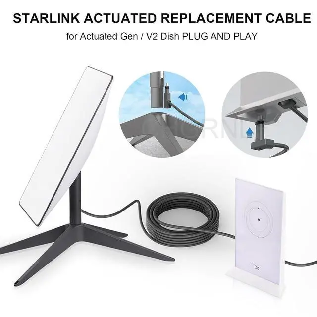 Alt view image 3 of 5 - CHGRNLF Gen 2 Cable for Starlink 300FT/91M, Replacement Cable for Star Link V2 Standard Actuated Kit Waterproof Grey