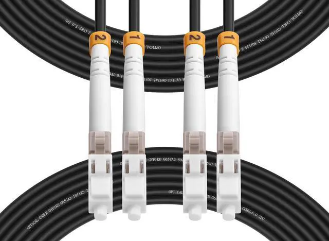 Main image of 30M(98ft) Outdoor OM3 LC to LC Fiber Patch Cable,Armored Fiber Optic Cable Cord,10GB/40GB/100GB Multimode Jumper Duplex MMF 50/125um Industrial TPU OD-5.0mm Direct Burial Fiber Black