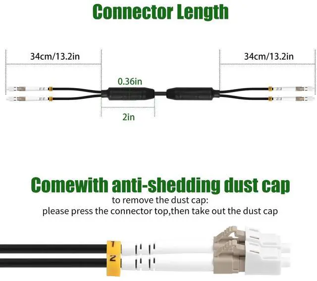 Alt view image 3 of 5 - 30M(98ft) Outdoor OM3 LC to LC Fiber Patch Cable,Armored Fiber Optic Cable Cord,10GB/40GB/100GB Multimode Jumper Duplex MMF 50/125um Industrial TPU OD-5.0mm Direct Burial Fiber Black