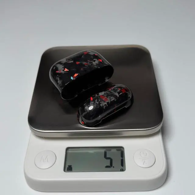 Alt view image 2 of 5 - Fiberri Real Forged Carbon Fiber Case for AirPods 4 (2024 Release) - Ultra-Thin & Lightweight Hard Shell Protective Cover - Supports MagSafe/Wireless Charging - Glossy Black/Red
