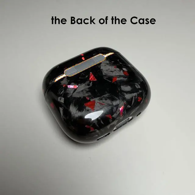 Alt view image 5 of 5 - Fiberri Real Forged Carbon Fiber Case for AirPods 4 (2024 Release) - Ultra-Thin & Lightweight Hard Shell Protective Cover - Supports MagSafe/Wireless Charging - Glossy Black/Red