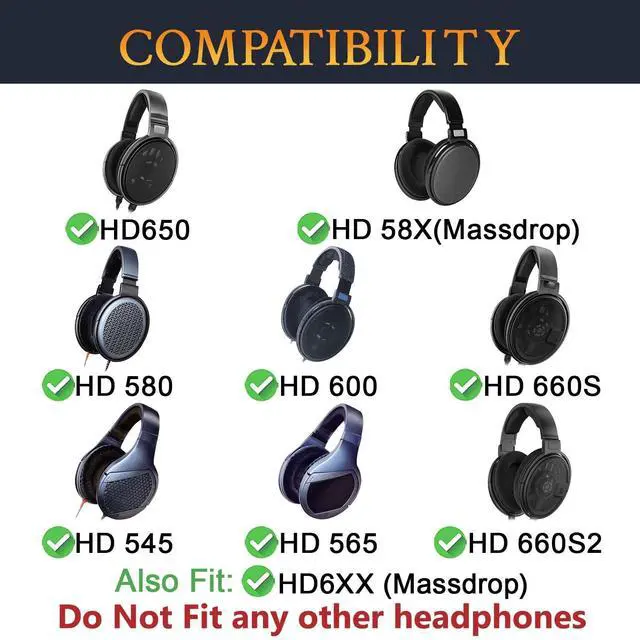 Alt view image 3 of 5 - SOULWIT Earpads Replacement for Sennheiser HD650, HD6XX (Massdrop), HD600, HD58X (Massdrop), HD660S, HD660S2, HD580, HD565, HD545, Ear Pads Cushions with High-Density Foam - Black
