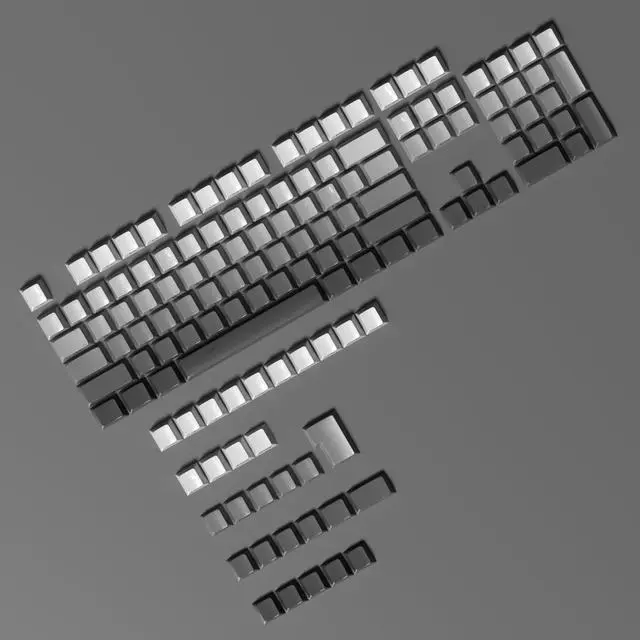 Alt view image 4 of 5 - Glacier Gradient Design, Side Print, Shine Through, PBT Cherry Profile Keycaps for Mechanical Keyboard Compatible with 60%/65%/75%/80%/96%/100% Layout (Gradient Black Side Print)