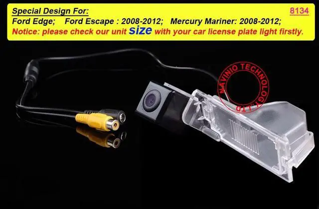 Alt view image 2 of 5 - HD Backup Camera for Car, Waterproof Rear-View License Plate Car Rear Reverse Parking Camera for Ford Edge Escape 2008-2012 Mercury Mariner 2008-2012
