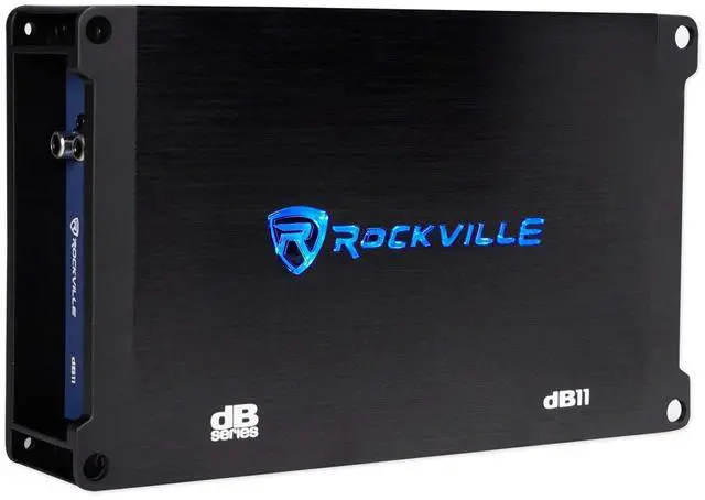 Alt view image 2 of 5 - Rockville dB11 1400W Peak/350W RMS Mono 2-Ohm Class-D Car Amplifier, Wired Bass Remote, Compact Size, Low THD, for Powerful Car Audio
