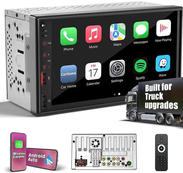 Main image of SOOEMAKA Radio for Truck,Double Din Car Stereo with Wireless Carplay&Android Auto,7 inch Truck Radio Upgrade PD/QC 3.0 Fast Charging/16~36V/Bluetooth 5.1/AM/FM/DSP/SUB/SWC