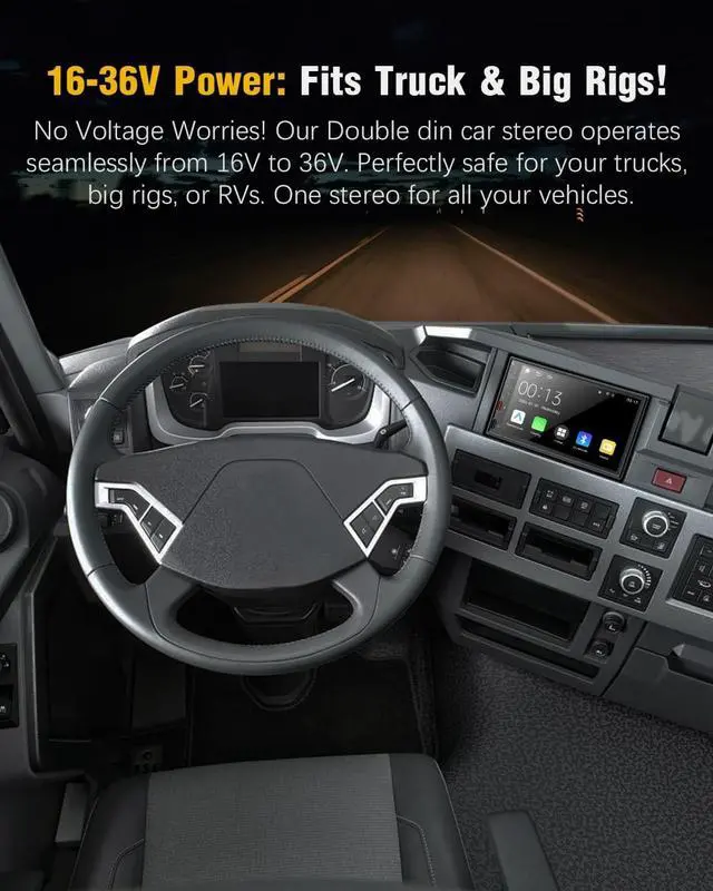 Alt view image 3 of 5 - SOOEMAKA Radio for Truck,Double Din Car Stereo with Wireless Carplay&Android Auto,7 inch Truck Radio Upgrade PD/QC 3.0 Fast Charging/16~36V/Bluetooth 5.1/AM/FM/DSP/SUB/SWC