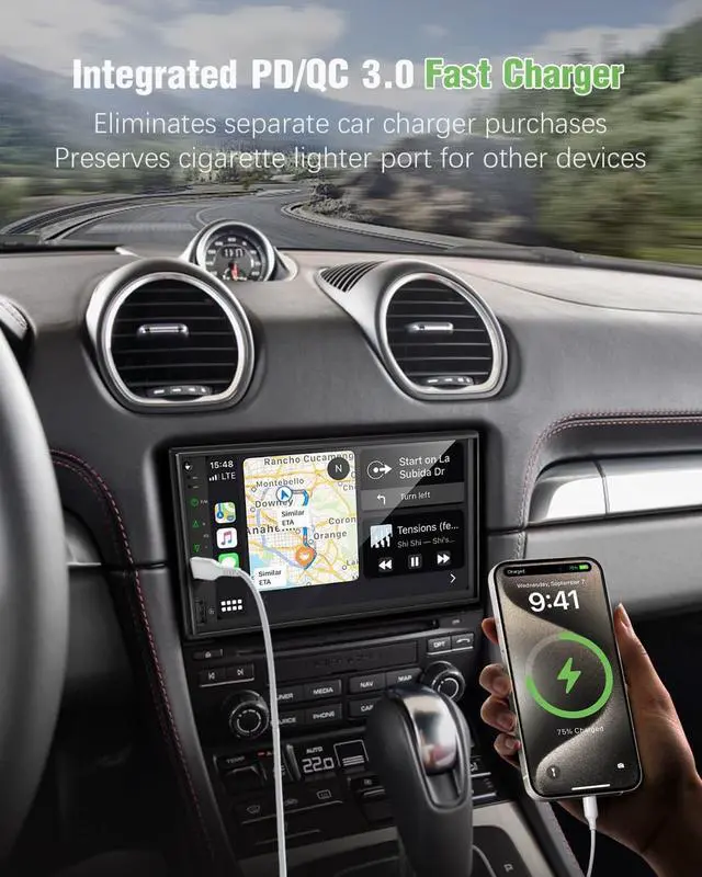 Alt view image 5 of 5 - SOOEMAKA Radio for Truck,Double Din Car Stereo with Wireless Carplay&Android Auto,7 inch Truck Radio Upgrade PD/QC 3.0 Fast Charging/16~36V/Bluetooth 5.1/AM/FM/DSP/SUB/SWC