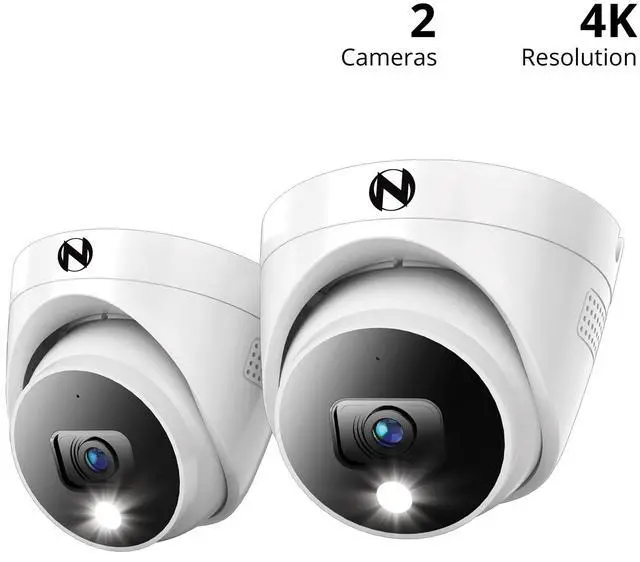 Alt view image 2 of 5 - Night Owl Add On Wired 4K HD Indoor/Outdoor Deterrence Dome Cameras with 2-Way Audio (2 Pack)