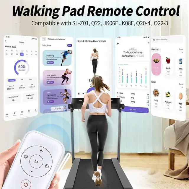 Alt view image 2 of 4 - RETROSUN Replacement Remote Control for Maksone SL-Z01 SL-Z01-BR Wooden Under Desk Treadmill, REDLIRO KBR-JK20, GOYOUTH Portable Walking Pad (with CR2025 Battery)