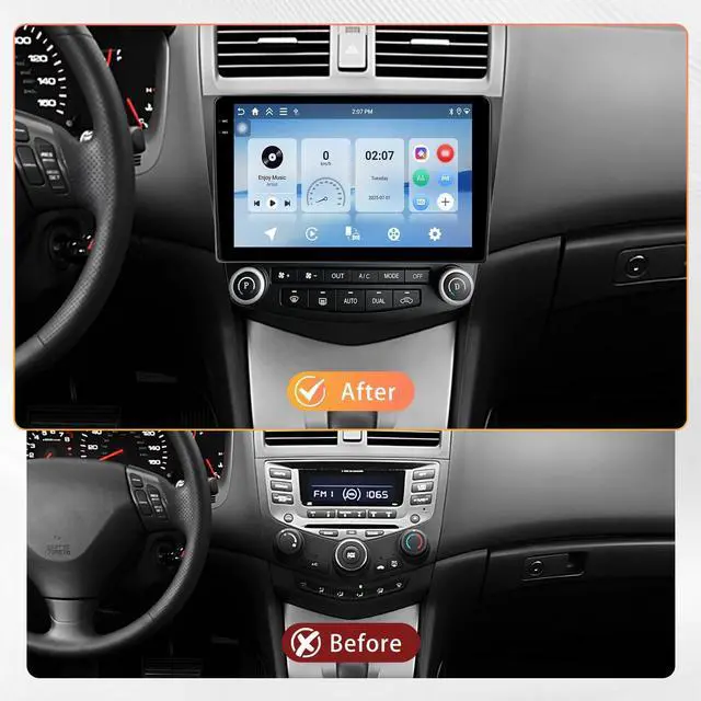 Alt view image 2 of 5 - 4GB+128GB Car Stereo for for Honda Accord 7th (2003-2007), 10.1-Inch in-Cell Touchscreen 720x1280P Android Car Radio Wireless CarPlay Android Auto FM BT WiFi