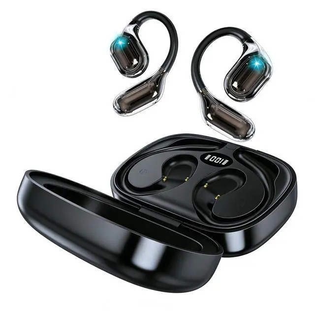 Main image of Open Ear Earbuds Wireless Open Ear Headphones, Bluetooth 5.4 Over Ear Earbuds with Earhook, 45 H Playtime Ear Buds, Waterproof Open Earphones Fit Sport, Running Black