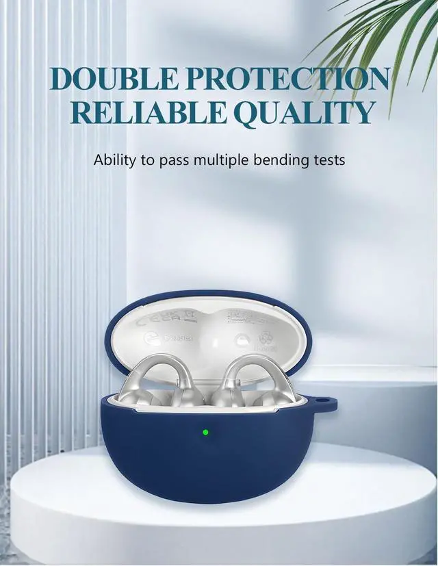 Alt view image 2 of 5 - Case for Baseus Bowie MC1 Pro Earbuds Open-Ear Earbuds, WUNIAK Soft Silicone Protective Portable Scratch Shock Resistant Shell with Cleaner Kit & Carabiner & LanyardBlue