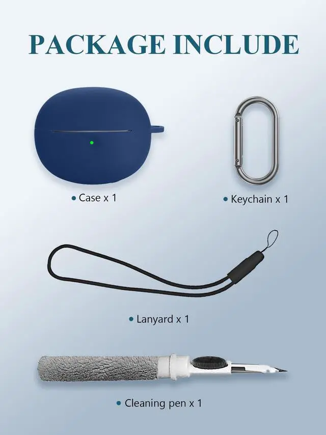 Alt view image 3 of 5 - Case for Baseus Bowie MC1 Pro Earbuds Open-Ear Earbuds, WUNIAK Soft Silicone Protective Portable Scratch Shock Resistant Shell with Cleaner Kit & Carabiner & LanyardBlue