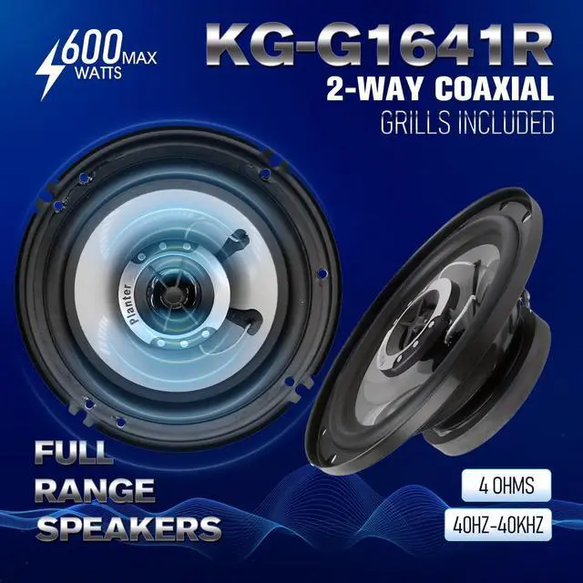 Alt view image 2 of 5 - KG 2PCS Car Coaxial Speakers 6-Inch- High-Fidelity Stereo Upgrade for Car Doors with Dust Covers & Audio Cables ^^ Easy Installation ^^ Enhanced Sound Quality (TS-G1641R)