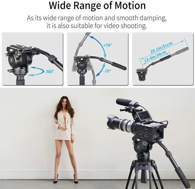 Alt view image 4 of 5 - Video Fluid Head Tripod Drag Pan Head INNOREL H90 CNC All Metal Panoramic Tripod Head for DSLR Cameras Camcorders Tripod Monopod with 3/8" 1/4" Mounting Screw Sliding Plate, Max Load 33lbs/15kg