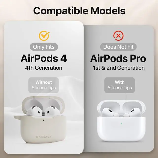 Alt view image 2 of 5 - MAGEASY Skin Case for AirPods 4 (2024) with Carabiner Clip, Shockproof Protective TPU AirPods 4th Generation Cover, Stain-Resistant, Smooth Soft-Touch, Wireless Charging Compatible (Black)
