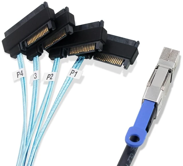 Alt view image 4 of 5 - Compatible with Mini SAS HD SFF-8644 to SFF-8482 29P 2-in-1 SATA Hard Drive Data Cable, 28AWG Copper, 12G High-Speed Harness (0.5M/19.68in)