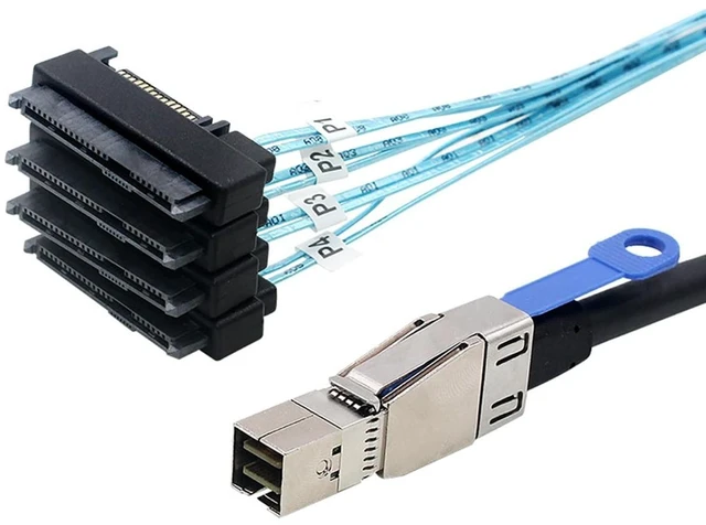 Alt view image 3 of 5 - Compatible with Mini SAS HD SFF-8644 to SFF-8482 29P 2-in-1 SATA Hard Drive Data Cable, 28AWG Copper, 12G High-Speed Harness (0.5M/19.68in)