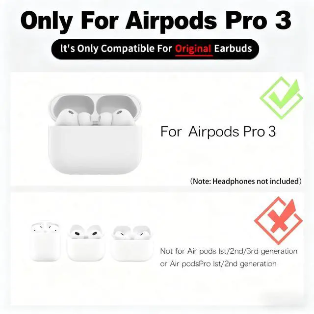 Alt view image 2 of 5 - Wireless Charging Case Compatible with AirPods Pro 3 Generation(2025), USB-C Port Airpods Pro 3 Charging Case Replacement,No Airpod Pro 3