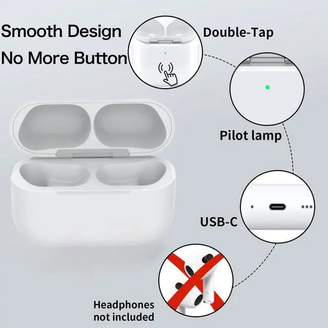 Alt view image 3 of 5 - Wireless Charging Case Compatible with AirPods Pro 3 Generation(2025), USB-C Port Airpods Pro 3 Charging Case Replacement,No Airpod Pro 3
