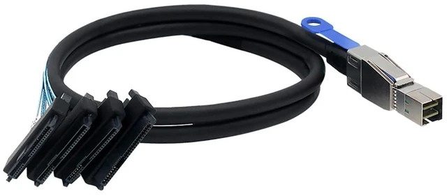 Alt view image 2 of 5 - Compatible with Mini SAS HD SFF-8644 to SFF-8482 29P 2-in-1 SATA Hard Drive Data Cable, 28AWG Copper, 12G High-Speed Harness (0.5M/19.68in)