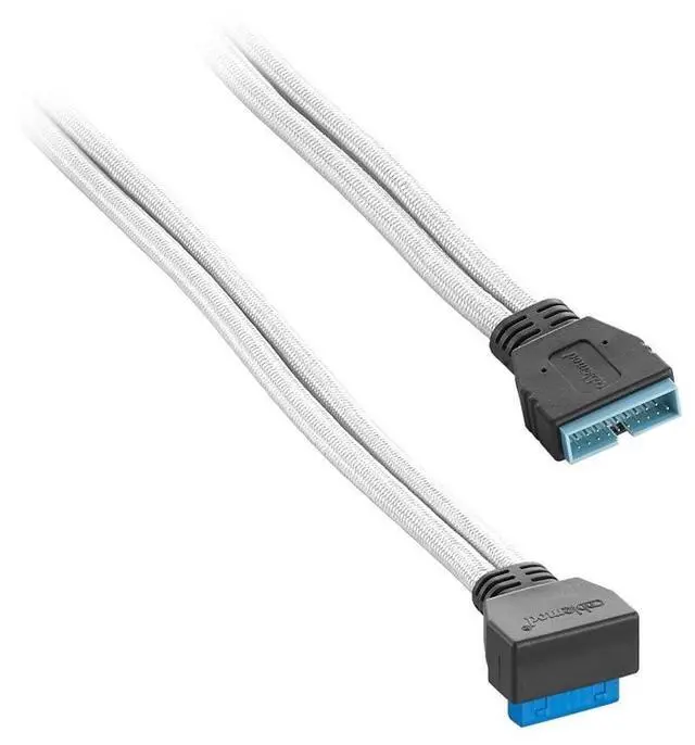 Alt view image 2 of 2 - CableMod ModFlex Sleeved Right Angle Internal USB 3.0 Cable (White, 50cm)