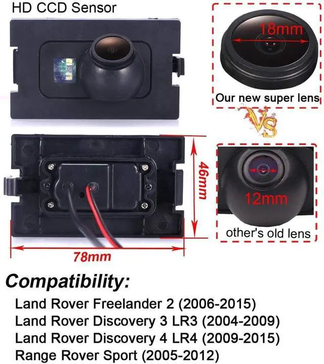 Alt view image 2 of 5 - HD 1280x720 Pixels 1000 TV Lines Waterproof Car Rear View Backup Camera, Parking Cameras Replacement for Land Rover Freelander 2 Discovery 3 LR3 Discovery 4 LR4 Range Rover Sport