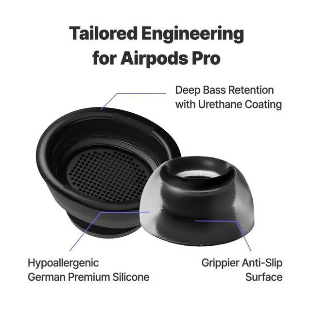 Alt view image 2 of 5 - AZLA Crystal for Airpods Pro 1st & 2nd Gen (2-Pair SSS) Airpod Pro Ear Tip Replacement Airpod Pro Tips with Premium Silicone