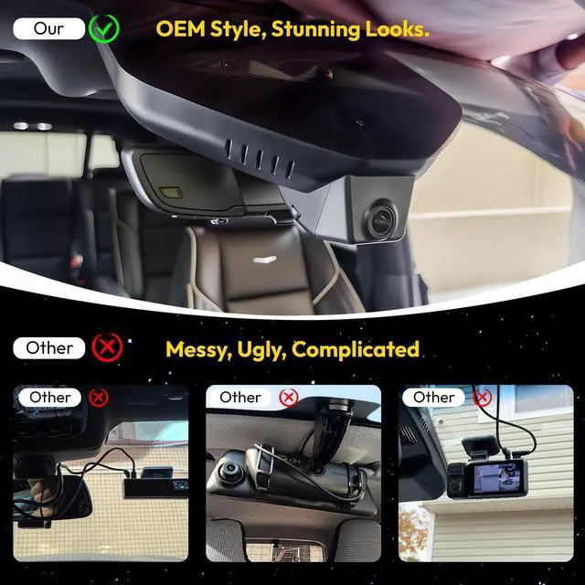 Alt view image 4 of 5 - GATGIT Front 4K Dash Cam Custom fit for Cadillac Gen5 Escalade/Escalade ESV 2021-2026, Base Sport Premium Luxury Platinum V-Series,integrated Camera,OEM Look,2160P HDR,Built-in 5.8G WiFi,GPS,Plug&Play
