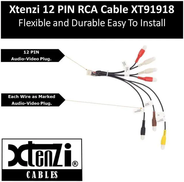 Alt view image 3 of 5 - Xtenzi RCA Cord Assembly Harness Car Audio Video Compatible with Pioneer AVH240EX, AVH241EX, DMH130BT, DMH240EX, DMH241EX, DMH340EX, DMH341EX, DMH342EX