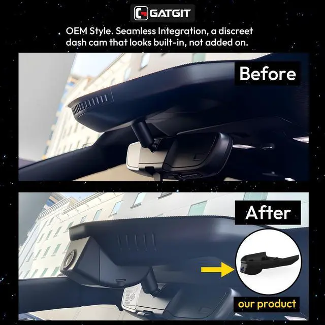 Alt view image 3 of 5 - GATGIT Front 4K Dash Cam Custom fit for Cadillac Gen5 Escalade/Escalade ESV 2021-2026, Base Sport Premium Luxury Platinum V-Series,integrated Camera,OEM Look,2160P HDR,Built-in 5.8G WiFi,GPS,Plug&Play
