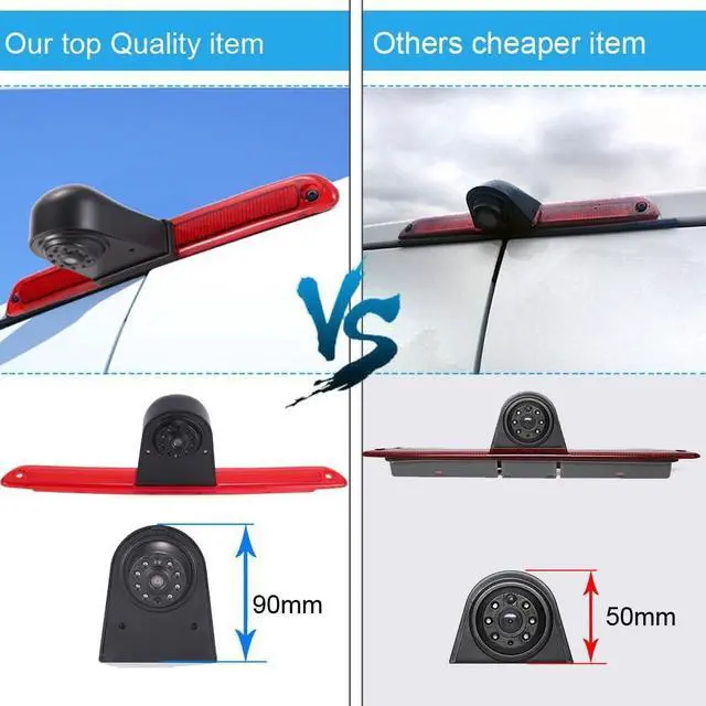 Alt view image 3 of 5 - Car Third Roof Top Mount Brake Light 3 Rear View Camera Parking Safety Assistant System, HD Night Vision Waterproof for VW Crafter Caravelle/Mercedes Benz Sprinter W906 (with 7-inch Rearview Mirror)