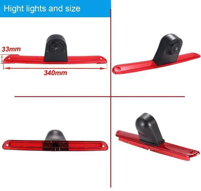 Alt view image 4 of 5 - Car Third Roof Top Mount Brake Light 3 Rear View Camera Parking Safety Assistant System, HD Night Vision Waterproof for VW Crafter Caravelle/Mercedes Benz Sprinter W906 (with 7-inch Rearview Mirror)