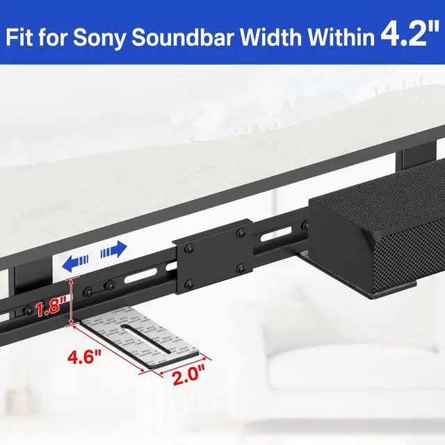 Alt view image 2 of 5 - Sound bar TV Mounts for Sony Soundbar TV Mount with Remote Holder - 13" Adjustable Height for Sony Soundbar Mounting Bracket Hold 35Lbs for Space Saving