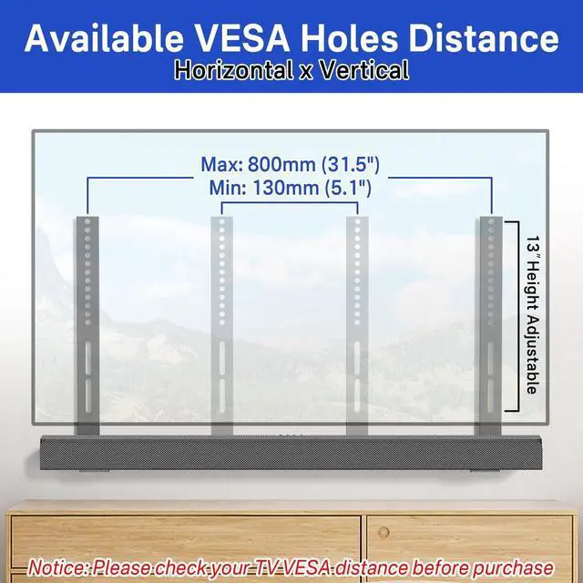Alt view image 3 of 5 - Sound bar TV Mounts for Sony Soundbar TV Mount with Remote Holder - 13" Adjustable Height for Sony Soundbar Mounting Bracket Hold 35Lbs for Space Saving