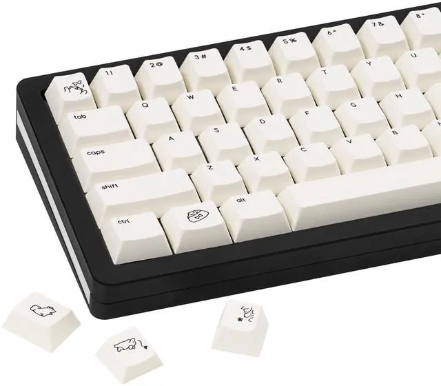 Main image of TICKTYYPE Cream White Puppy PBT Keycaps Cherry Profile 5-Sided Dye-Sublimation Cute Animal Keycap Set 138 Keys for 60%/65%/75%/80%/100% Mechanical Keyboard