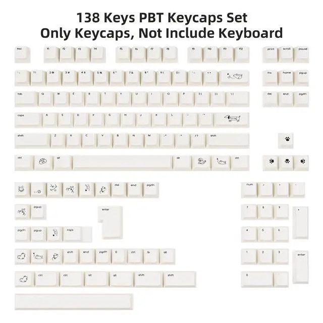 Alt view image 2 of 5 - TICKTYYPE Cream White Puppy PBT Keycaps Cherry Profile 5-Sided Dye-Sublimation Cute Animal Keycap Set 138 Keys for 60%/65%/75%/80%/100% Mechanical Keyboard