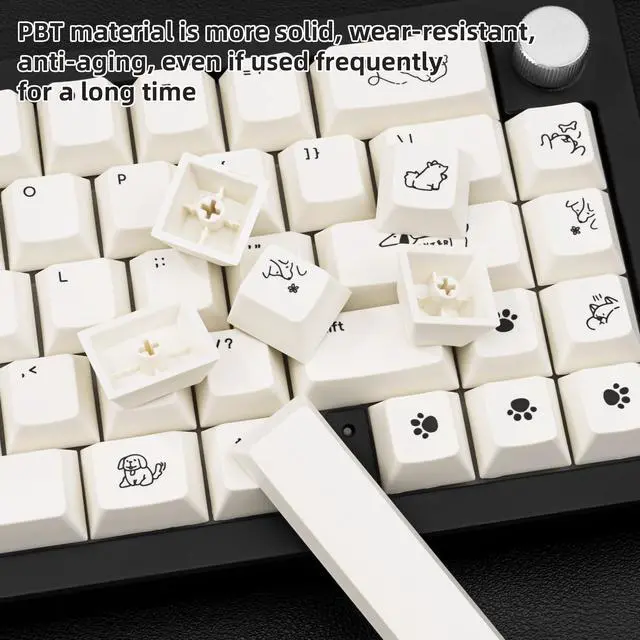 Alt view image 4 of 5 - TICKTYYPE Cream White Puppy PBT Keycaps Cherry Profile 5-Sided Dye-Sublimation Cute Animal Keycap Set 138 Keys for 60%/65%/75%/80%/100% Mechanical Keyboard