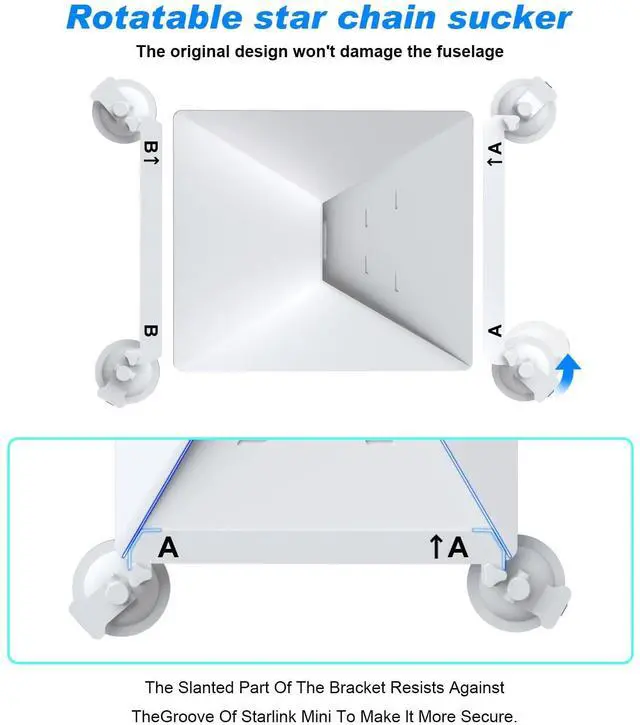 Alt view image 3 of 5 - WXOXHE Starlink Mini Mount - Strong Suction Cup Car Mount, No Tools Needed for Windshield, Sunroof, RV & Boat ^^ Stable Signal Mounting Kit (White)
