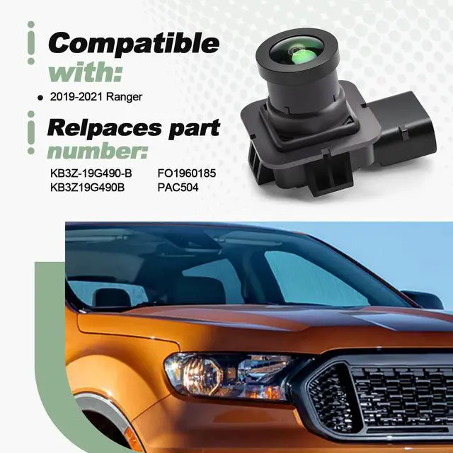 Alt view image 2 of 5 - Rear View Camera Park Assist Backup Reverse Camera Black Compatible with 2019-2021 Ranger Replace KB3Z-19G490-B KB3Z19G490B FO1960185 PAC504
